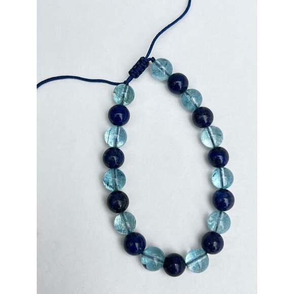 Lapis Lazuli - Aquamarine With Silver handcrafted bracelet - Picture 8 of 12